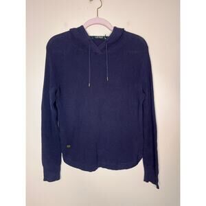 Lauren Ralph Lauren Blue Waffle Knit Capsule Minimalist Old Money Hood Sweater M